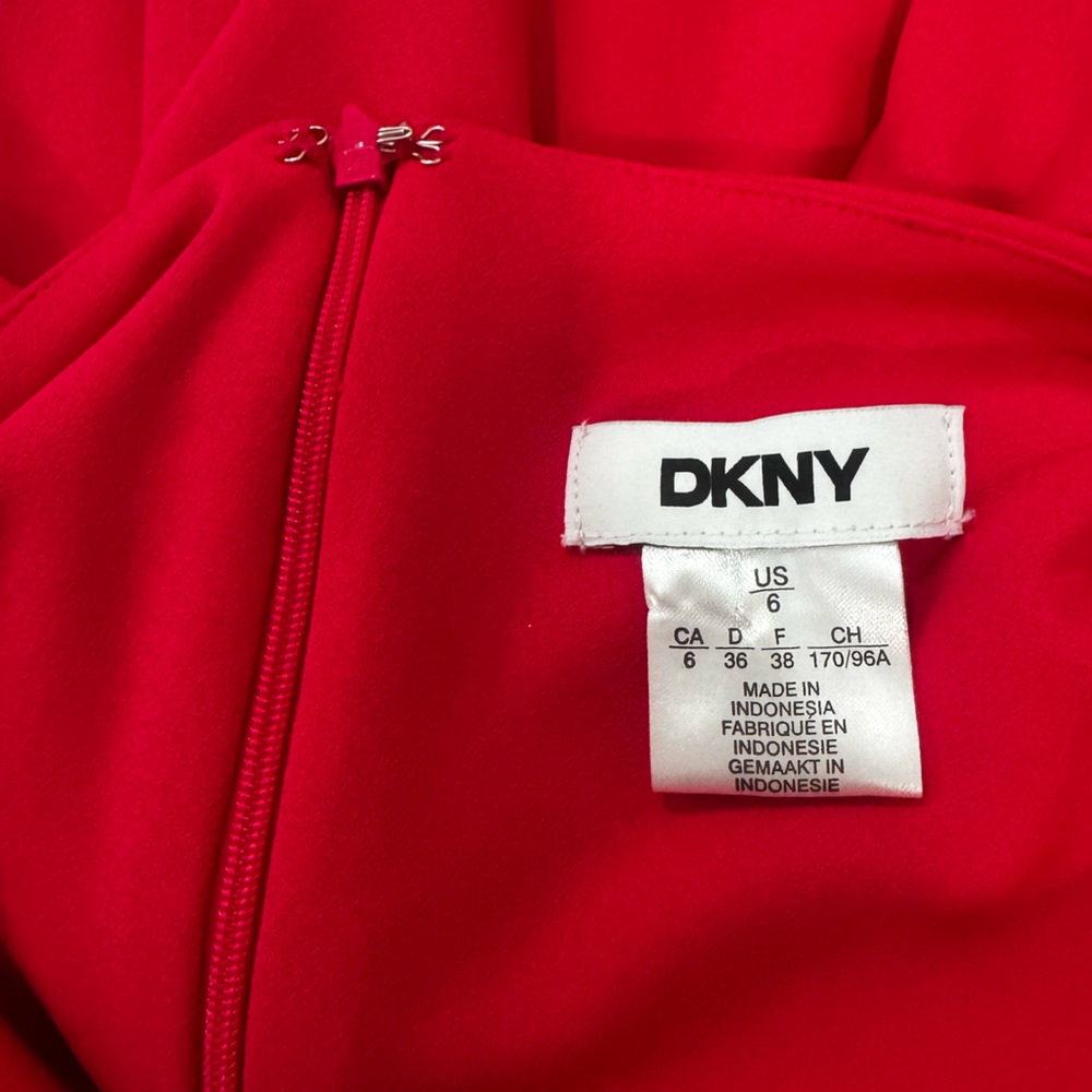 New DKNY Hot Pink Ruched Midi Dress - Picture 5 of 5